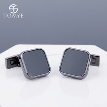 Load image into Gallery viewer, TOMYE Men's Cufflinks High Quality Fashion Delicate Matte Black Oval Unique Custom Logo for Alloy Shirt Cuff Links XK19S094