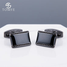 Load image into Gallery viewer, TOMYE Men's Cufflinks High Quality Fashion Delicate Matte Black Oval Unique Custom Logo for Alloy Shirt Cuff Links XK19S094