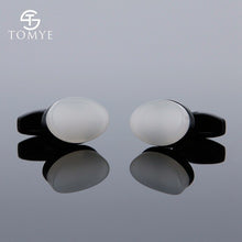 Load image into Gallery viewer, TOMYE Men's Cufflinks High Quality Fashion Delicate Matte Black Oval Unique Custom Logo for Alloy Shirt Cuff Links XK19S094